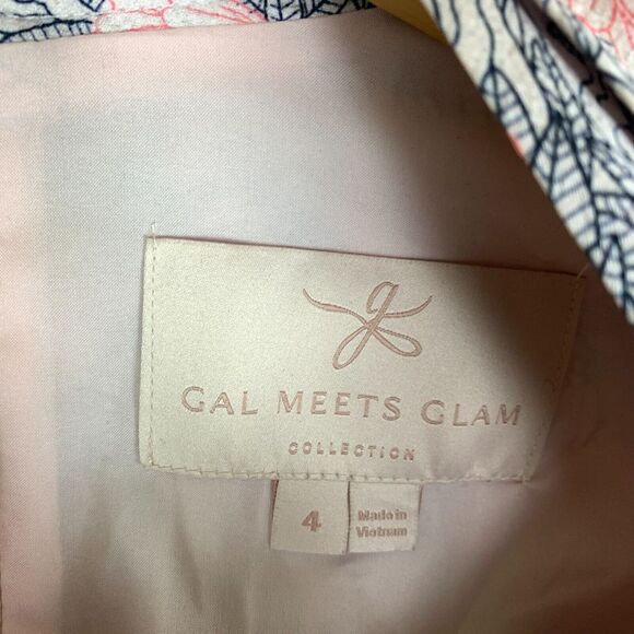 Gal Meets Glam Lizzie Dress Size 4 Pink‎ Uptown Floral Long Sleeve Midi Spring - Picture 5 of 15